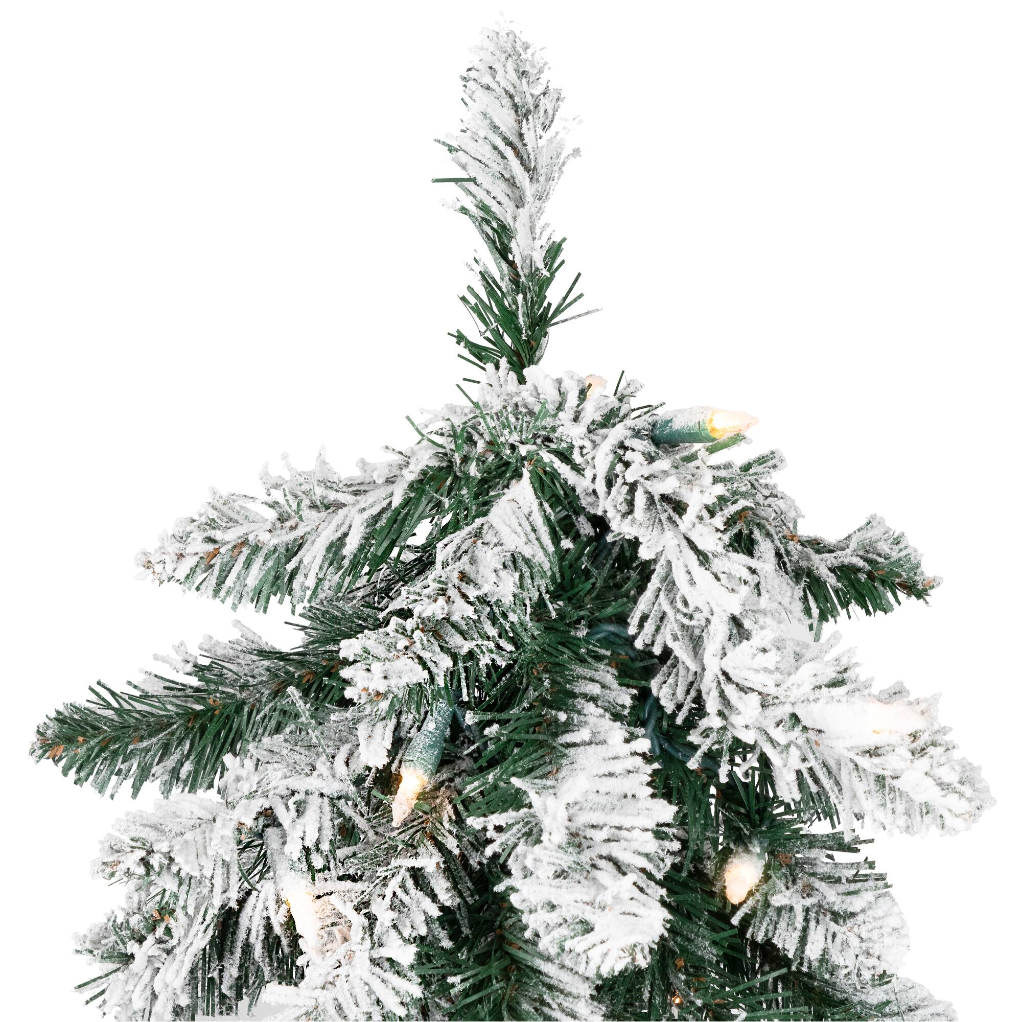 5ft. Pre-Lit Pencil Flocked Alpine Artificial Christmas Tree, Clear Lights